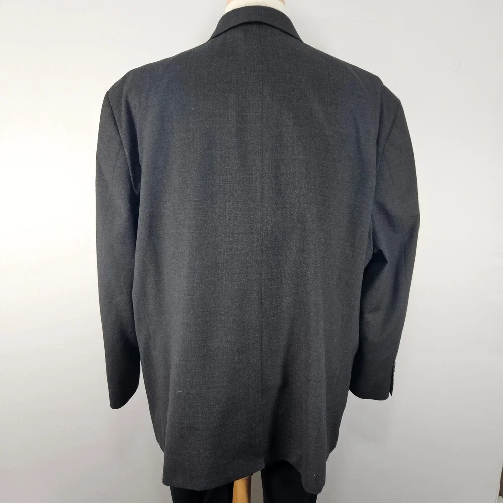 GS Perfect Fit Men's Sport Coat Two Button CH Gry Poly Wool Blend Sz 52PRG